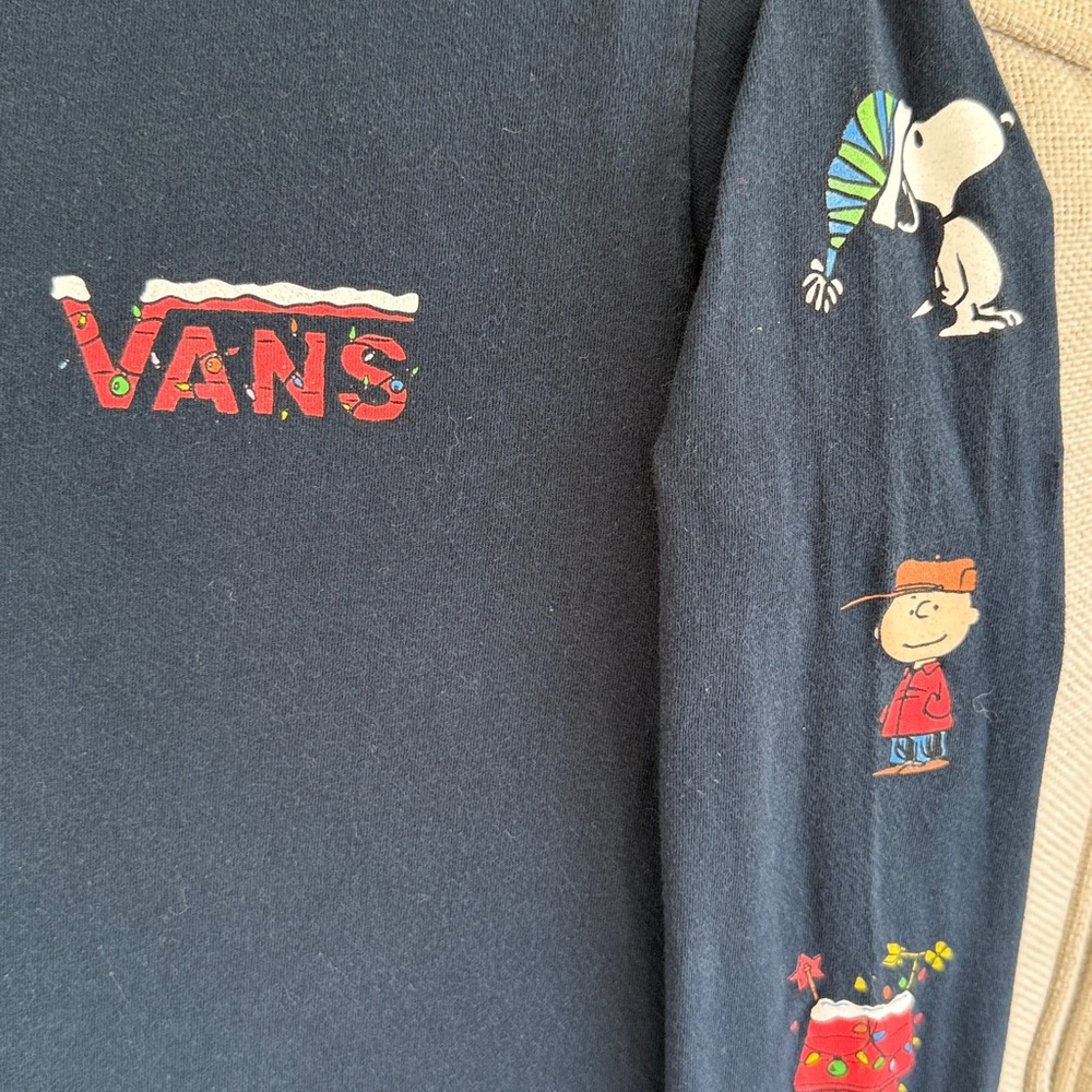 Vans Men's Dark Blue Crewneck Sweater with Cartoon Accents